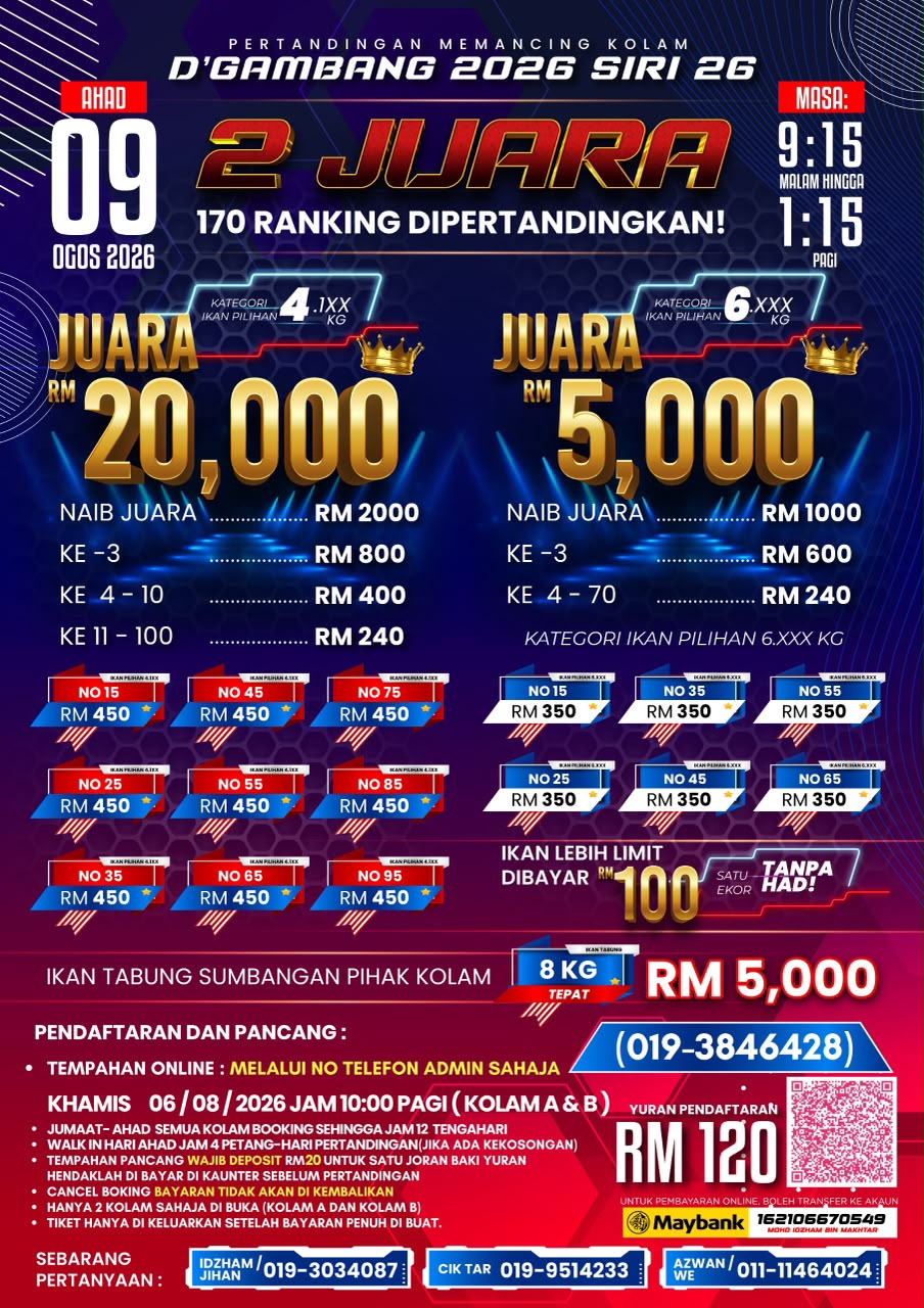 Flyer *PERTANDINGAN MEMANCING KOLAM PANCING D'GAMBANG * SIRI KE 26/2026