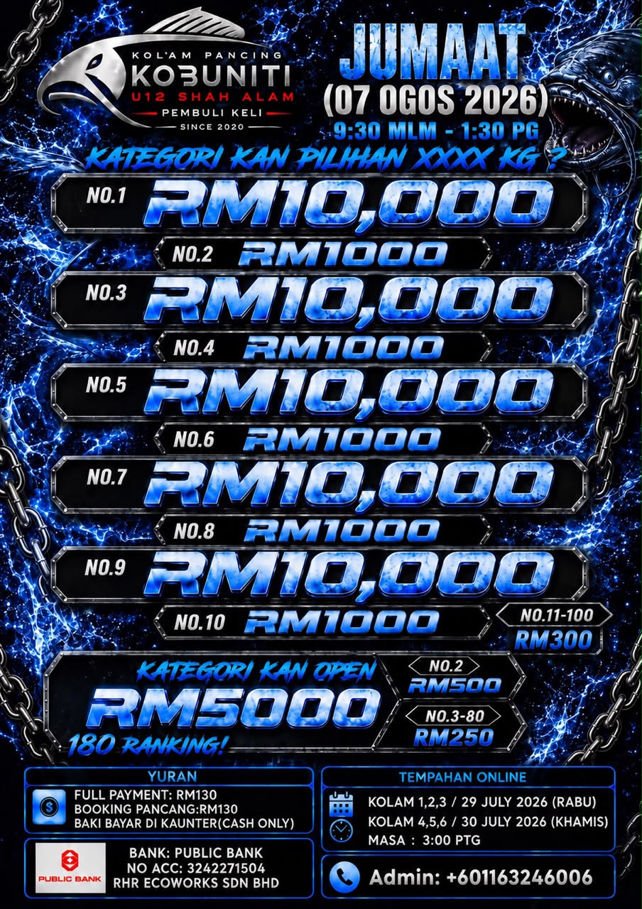 Flyer JADUAL PENDAFTARAN ONLINE  (7.8.2026 Jumaat)  KOLAM KOBUNITI U12 SHAH ALAM