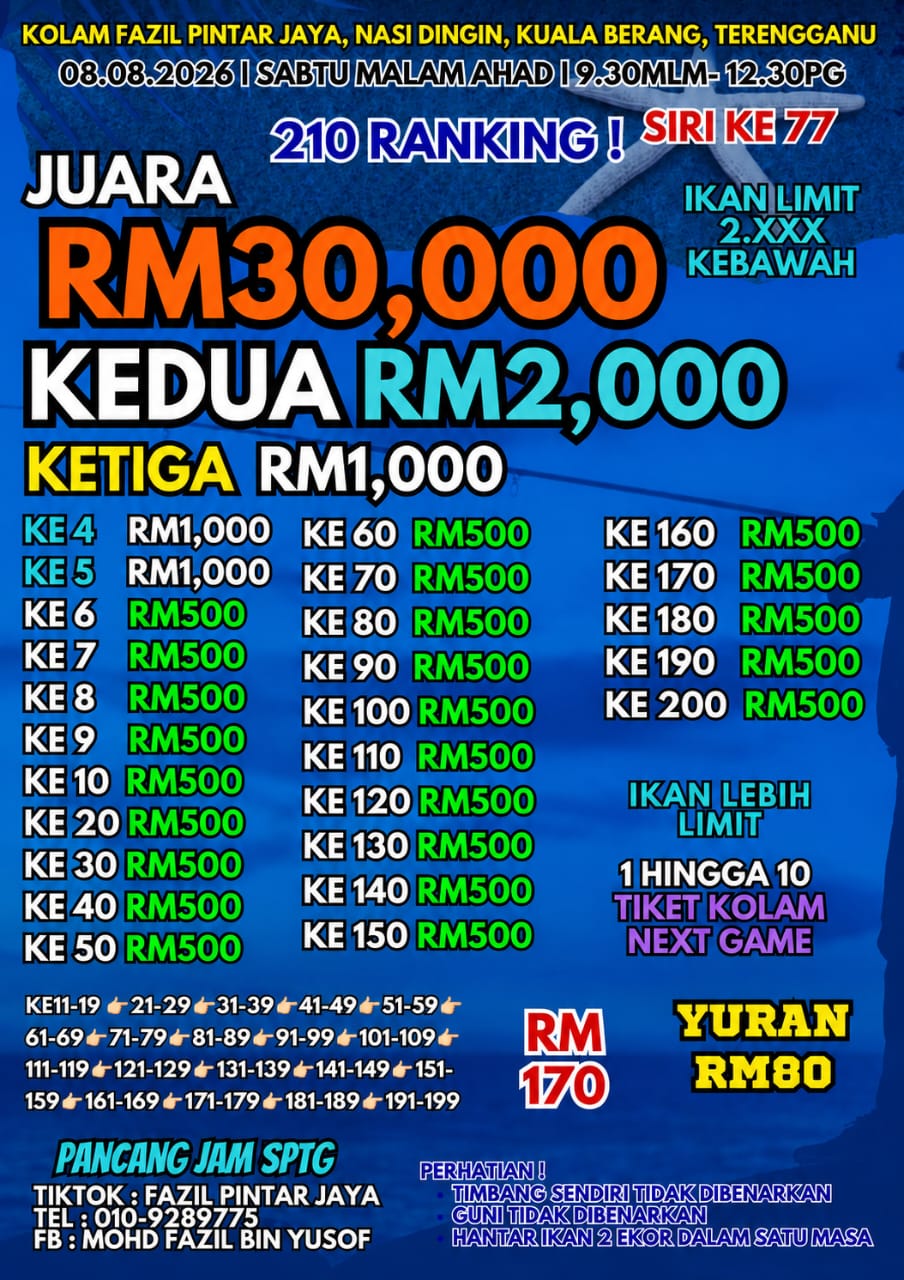 Flyer ‼️GAME SABTU MLM‼️GAME SABTU MLM‼️08.08.2026💙PANCANG JAM 05 PTG🏃 ‼️LUBANG‼️LOPAK‼️210 RANKING DENGAN YURAN RM 80 YA JEE🚀LUBANG‼️LOPAK‼️